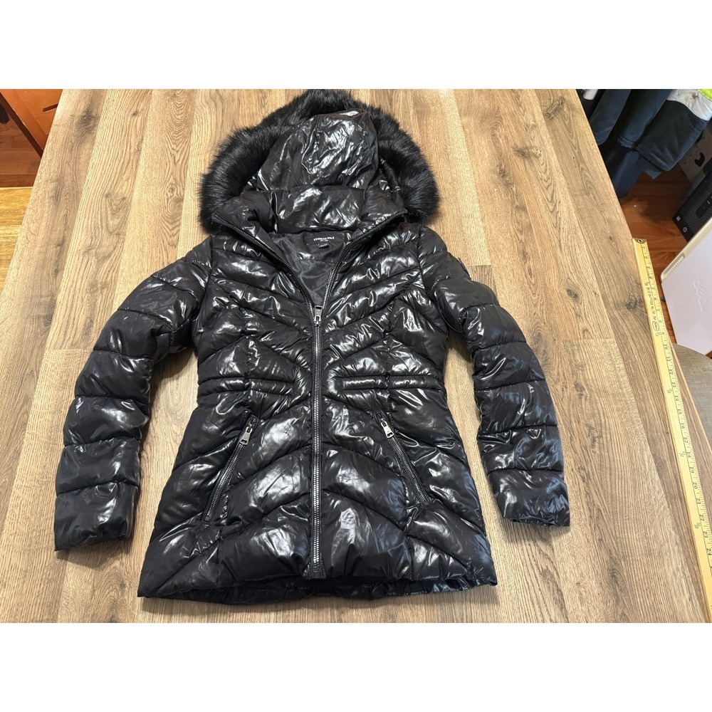 Kenneth Cole Jacket, Women's Size XS, Black, Full Zip, Puffer, Faux fur Hood